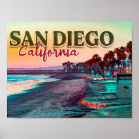 Hälsning från San Diego Ca Watercolor Sunset 60 s