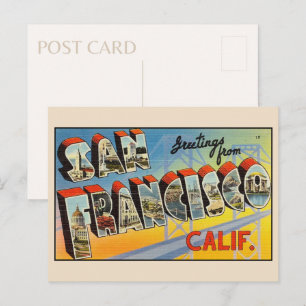 Hälsning från San Francisco Large Brev Vintage Vykort