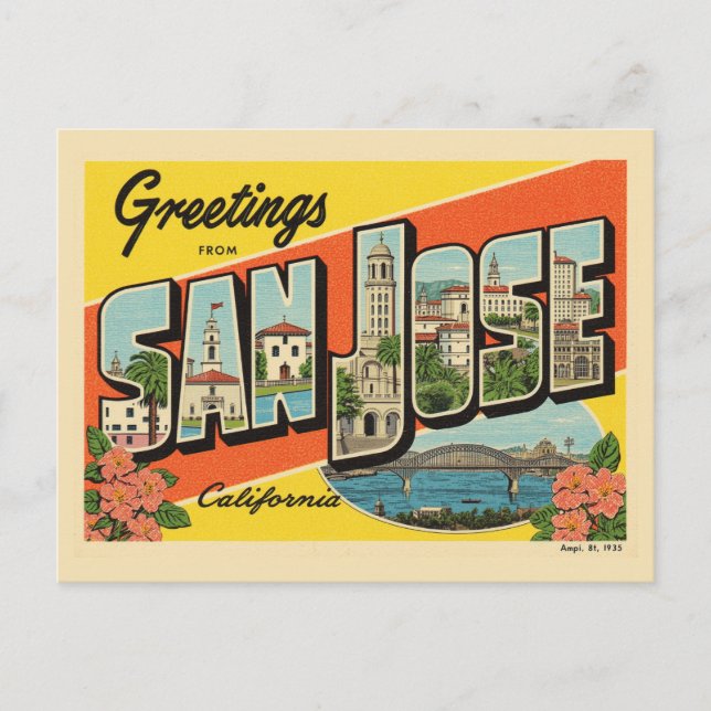 "Hälsning från" San Jose California Vykort (Framsida)