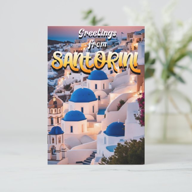 Hälsning från Santorini Tack Kort (Stående Fram)