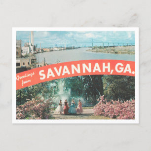 Hälsning från Savannah, Georgia Vintage resor Vykort