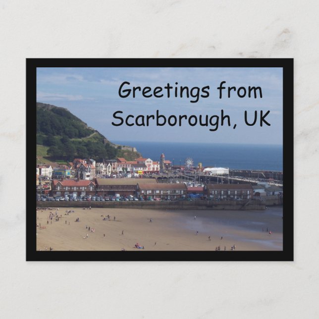 Hälsning från Scarborough, brittiskt vykort (Framsida)