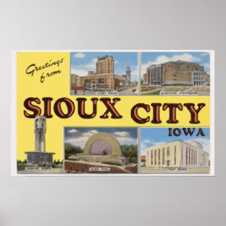 Hälsning från Sioux City Iowa, Vintage Poster