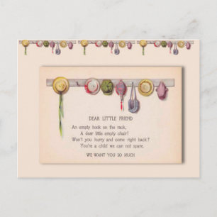 Hälsning från skolan för ett sjukt barn vykort