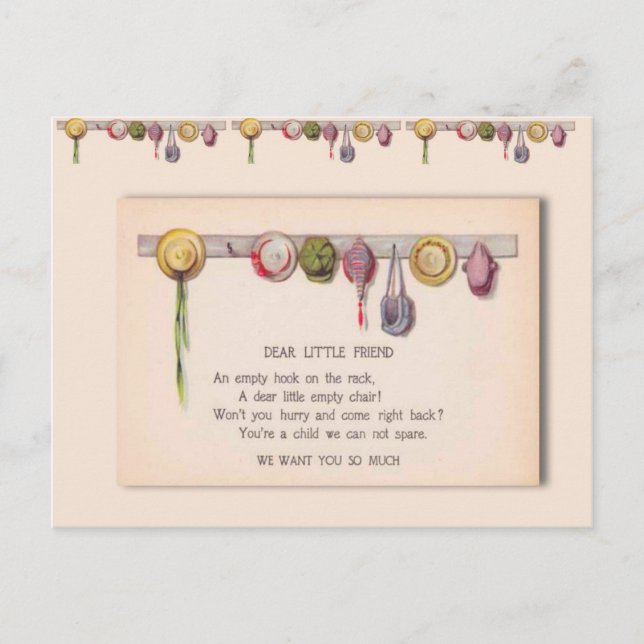 Hälsning från skolan för ett sjukt barn vykort (Framsida)