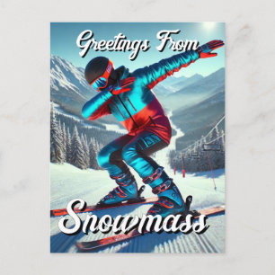 Hälsning från Snowmass Dabbing Skier Vykort