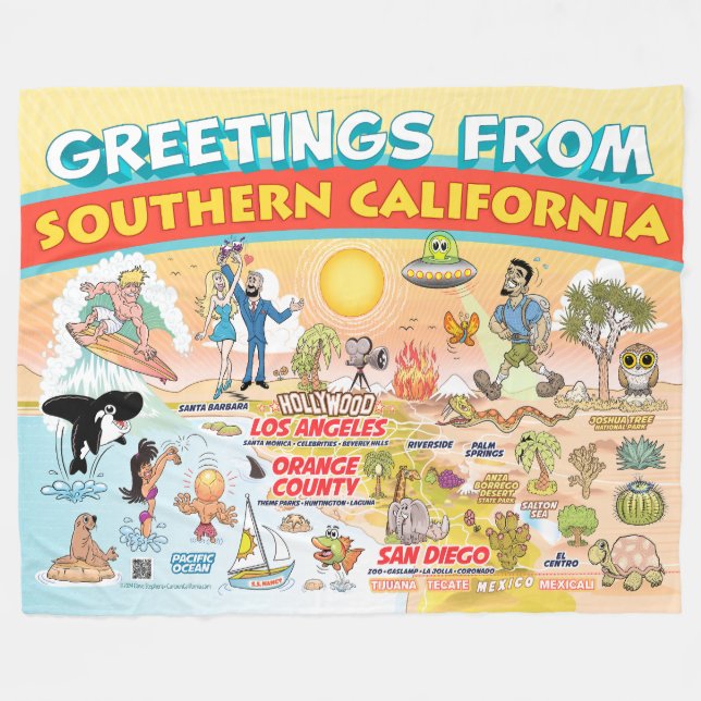 Hälsning från SoCal Fleece Blanket (Framsidan (Horisontell))