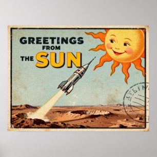 Hälsning från Sol Retro Sci-Fi Poster