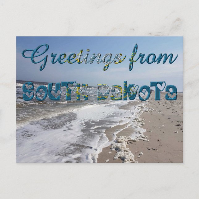 Hälsning från South Dakota Statlig flagga USA Hear Vykort (Framsida)