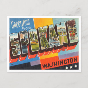 Hälsning från Spokane, Washington Vintage resor Vykort