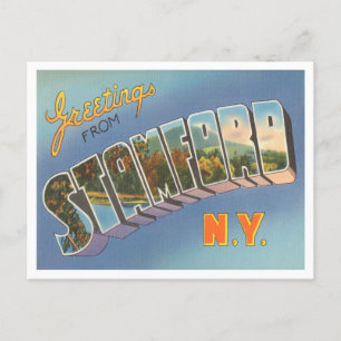 Hälsning från Stamford, New York Vintage resor Vykort