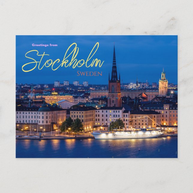 Hälsning från Stockholms vykort för Sverige (Framsida)
