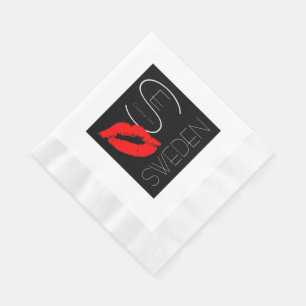 Hälsning från Sverige Svenska Red Lipstick Kiss Pappersservett