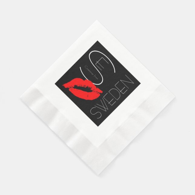 Hälsning från Sverige Svenska Red Lipstick Kiss Pappersservett (Hörn)
