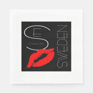 Hälsning från Sverige Svenska Red Lipstick Kiss Pappersservett