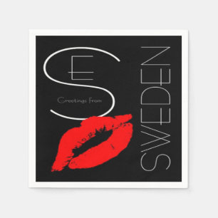 Hälsning från Sverige Svenska Red Lipstick Kiss Pappersservett