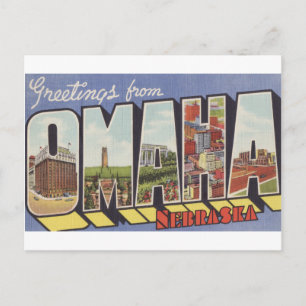 Hälsning från temat Omaha NE Large Brev vintage Vykort