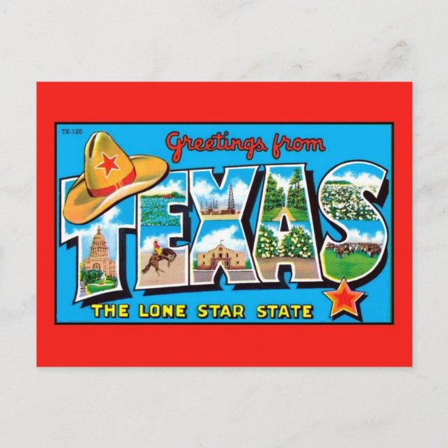 Hälsning från Texas, delstaten Lone Star Vykort (Framsida)