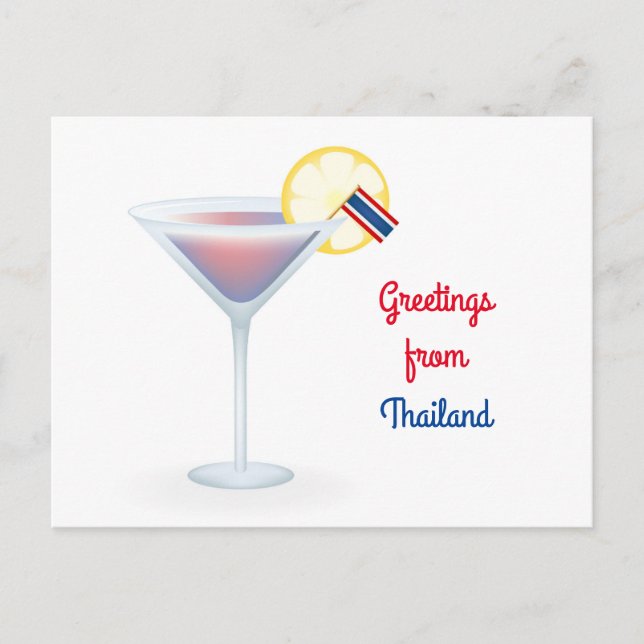 Hälsning från Thailand Cocktail Helgdag-vykort Helg Vykort (Framsida)