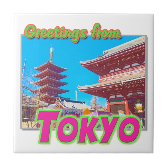 ’Hälsning från Tokyo’ Tile Kakelplatta (Framsidan)
