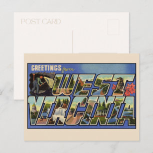 Hälsning från Väster Virginia Large Brev Vintage Vykort