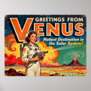 Hälsning från Venus Retro Sci-Fi Poster