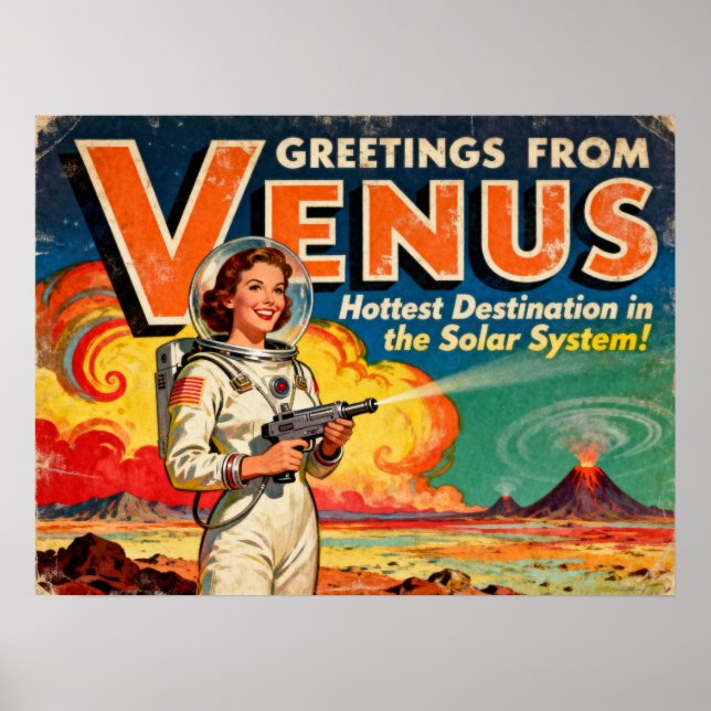 Hälsning från Venus Retro Sci-Fi Poster (Framsidan)