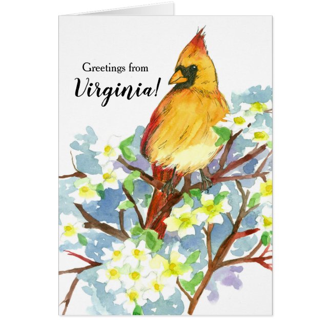 Hälsning från Virginia Female kardinal Bird Hälsningskort (Framsidan)