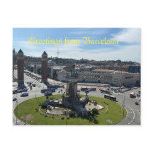 Hälsning från vykort från Barcelona