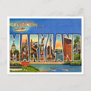 Hälsning från vykort Maryland Vintage resor