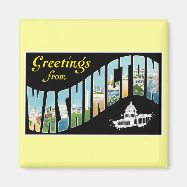 Hälsning från Washington D.C.! Vintage-postkort Magnet (Framsidan)