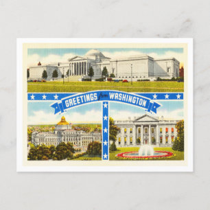 Hälsning från Washington, D. C. Vintage resor Vykort