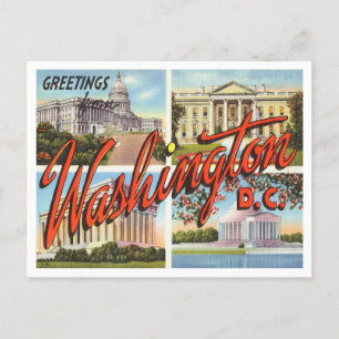 Hälsning från Washington, D. C. Vintage resor Vykort