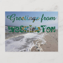 Hälsning från Washington Statlig flagga Hearts USA Vykort