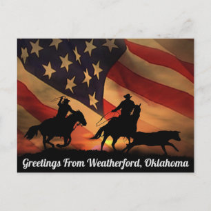 Hälsning från Weatherford, vykort från Oklahoma