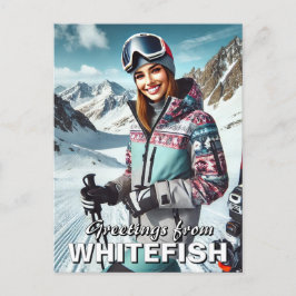 Hälsning från Whitefish Montana Skier Travel Vykort