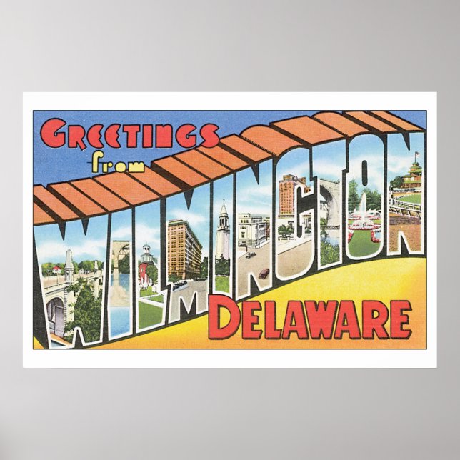 Hälsning från Wilmington Delaware_Vintage resor Poster (Framsidan)