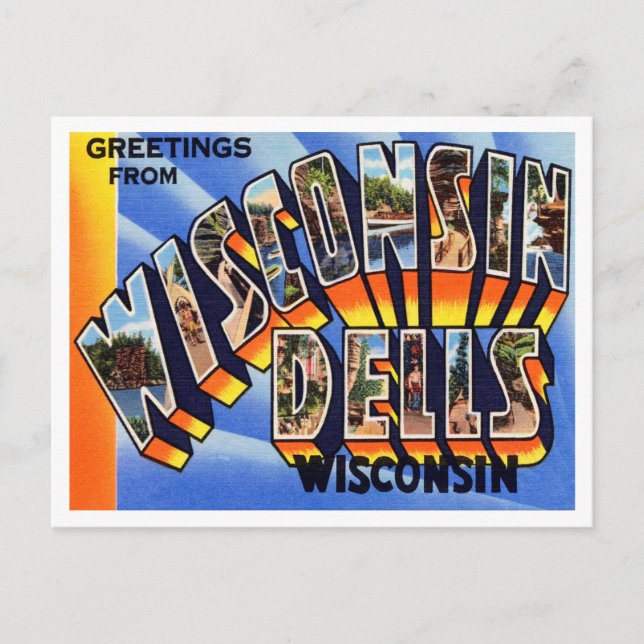 Hälsning från Wisconsin Dell, Wisconsin Travel Vykort (Framsida)