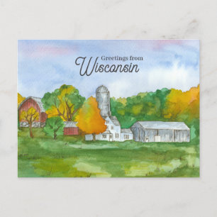 Hälsning från Wisconsin Farm Midwest liggande Vykort