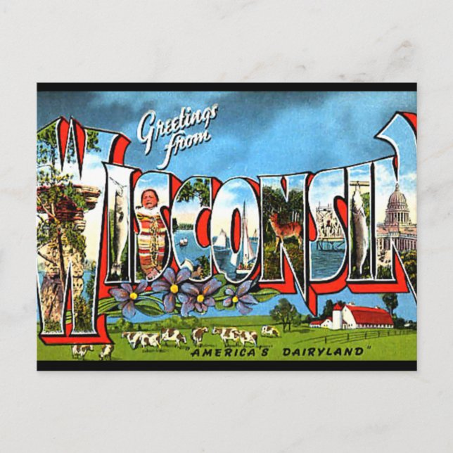 Hälsning från Wisconsin Vykort (Framsida)