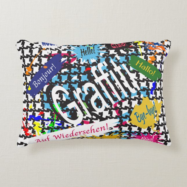 Hälsning Graffiti Prydnadskudde (Framsidan)