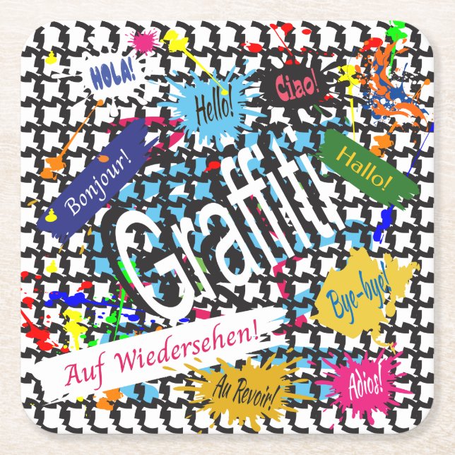 Hälsning Graffiti Underlägg Papper Kvadrat (Framsidan)