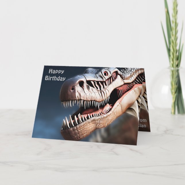 Hälsning-gult T-rexs, födelsedagskort Kort (Framsida)