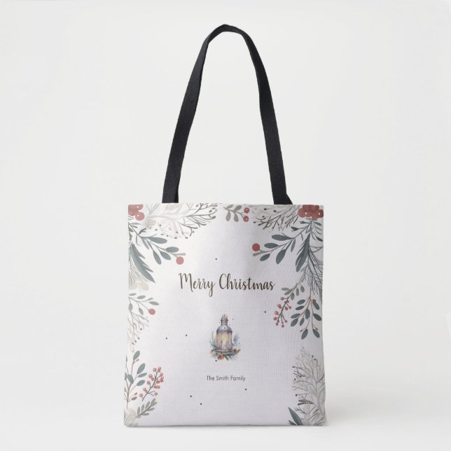 Hälsning i julfärgen tygkasse (Framsida)