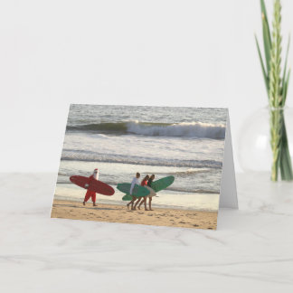 Hälsning inre Santas och surfareflickorna Helgkort