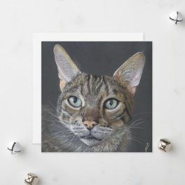 Hälsning Katt Bengal Katt Finkonst tom  Julkort