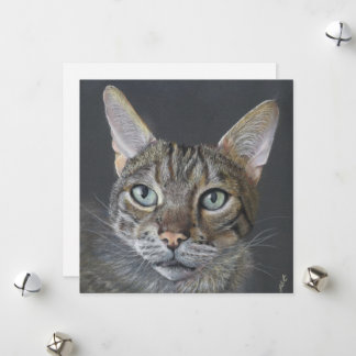 Hälsning Katt Bengal Katt Finkonst tom Julkort
