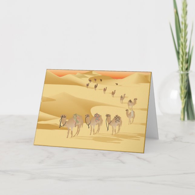 Hälsning-kort Camels i öknen Kort (Framsida)