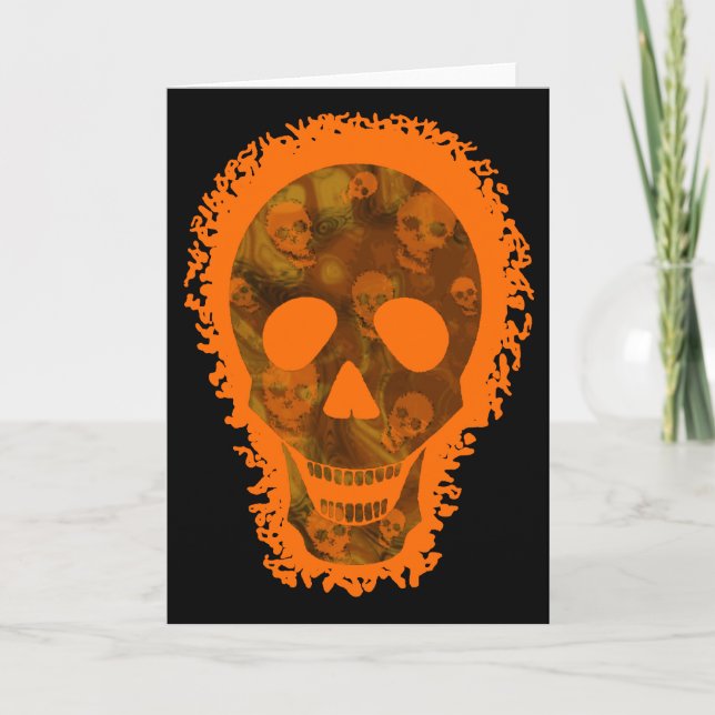 Hälsning-kort för Big Skull-Orange Kort (Framsida)