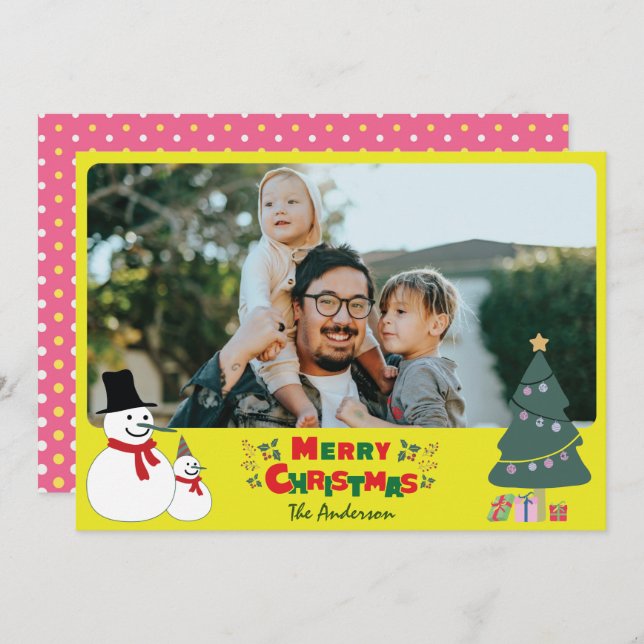 Hälsning-kort för jul i snögubbe julkort (Fram/baksida)